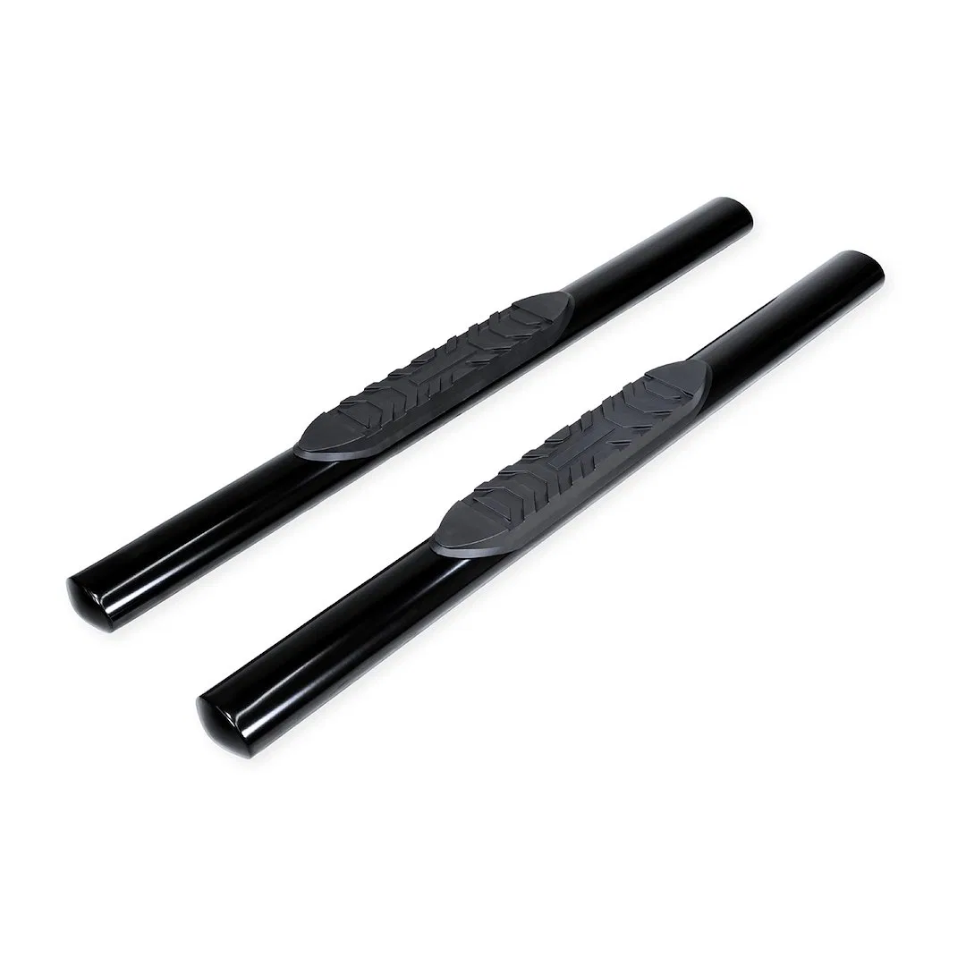 A1543B – TRAILFX Nerf Bar, With Step Pads 4 Inch Oval Straight Powder Coated Black Mild Steel With Welded End Caps Ro...
